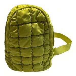 Madison West Purse Quilted Lime Green Sling Adjustable Strap Bag